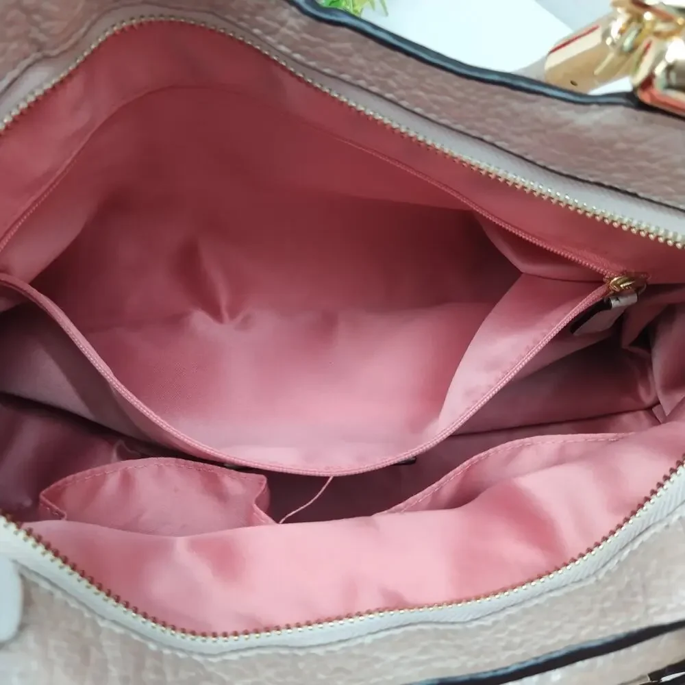 Coach Madison Pinnacle Pink Pebbled Leather Double Handles Satchel Shoudler Bag